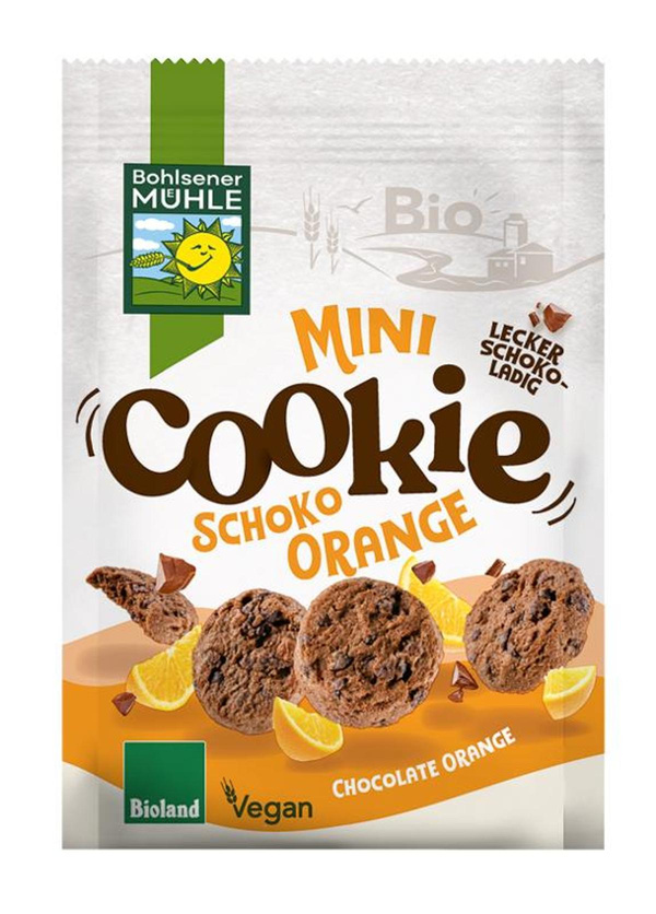 Produktfoto zu Mini Cookie Schoko Orange 125g Bohlsener Mühle