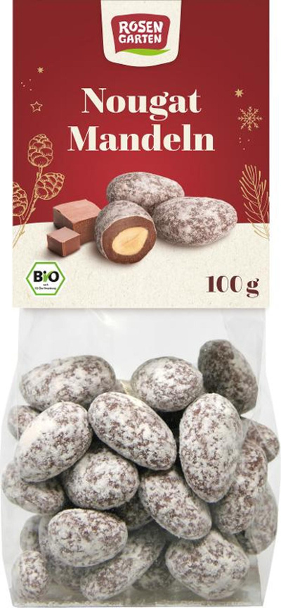Produktfoto zu Nougat- Mandeln 100g Rosengarten