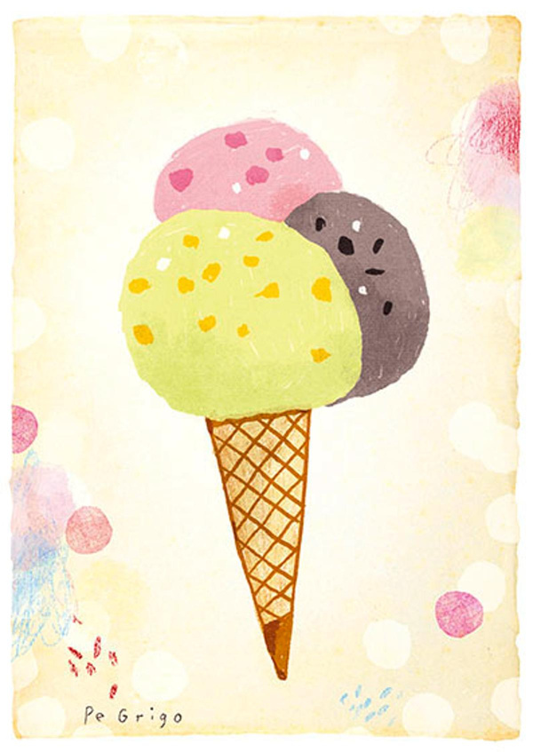 Produktfoto zu Postkarte Eiskugeln in Waffel Pe Grigo