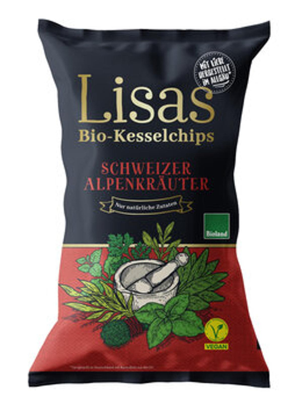 Produktfoto zu Kesselchips Schweizer Alpenkräutern (MHD 6.5.) Lisas Bio Kesselchips