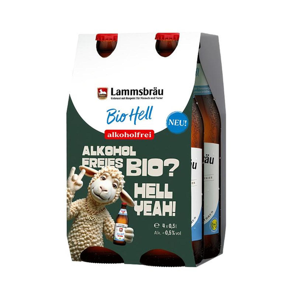 Produktfoto zu Lammsbräu Hell akoholfrei 4er Pack 0,5l Neumarkter
