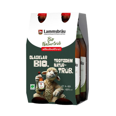 Produktfoto zu Lammsbräu Naturtrüb alkoholfrei 4er Pack0,5l Neumarkter Lammsbräu
