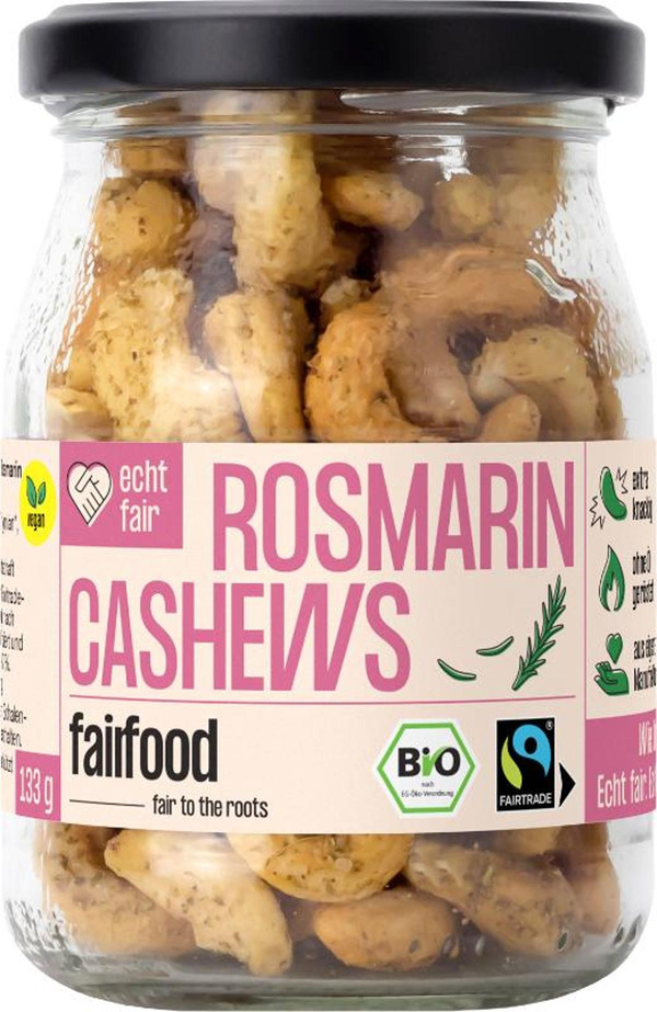Produktfoto zu Cashewkerne Rosmarin & Thymian im Pfandglas 133g Fairfood