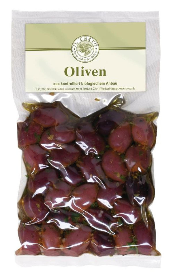 Produktfoto zu Griechische Kalamata Oliven ohne Stein mariniert 150g Il Cesto