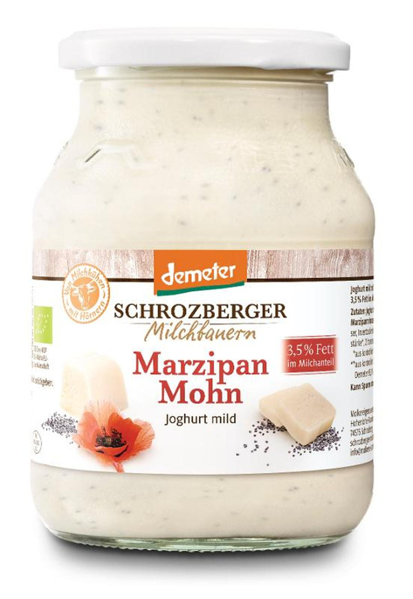Produktfoto zu Joghurt Marzipan Mohn 3,5% 500g Schrozberger