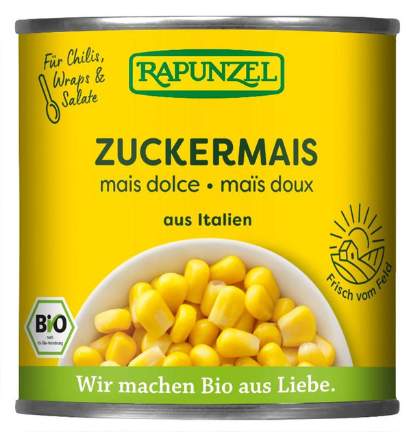 Produktfoto zu VPE Zuckermais 6x160g (140g Abtropfgewicht) Rapunzel