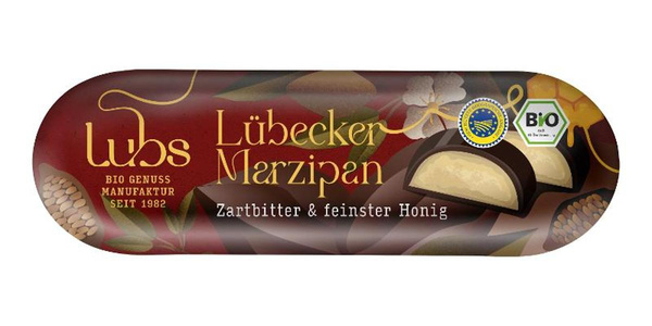 Produktfoto zu Marzipanbrot Zartbitter 50g Lubs