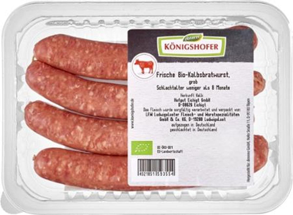 Produktfoto zu Frische Kalbsbratwurst mit Rindfleisch 200g Königshofer