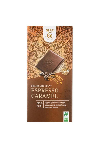 Produktfoto zu VPE Vollmilchschokolade mit Espresso und Karamellcrisp 10x100g GEPA