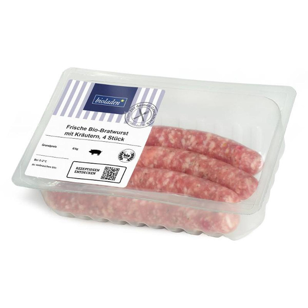 Produktfoto zu Bratwurst frisch vom Schwein mit Kräutern 4 St. ca. 300g bioladen