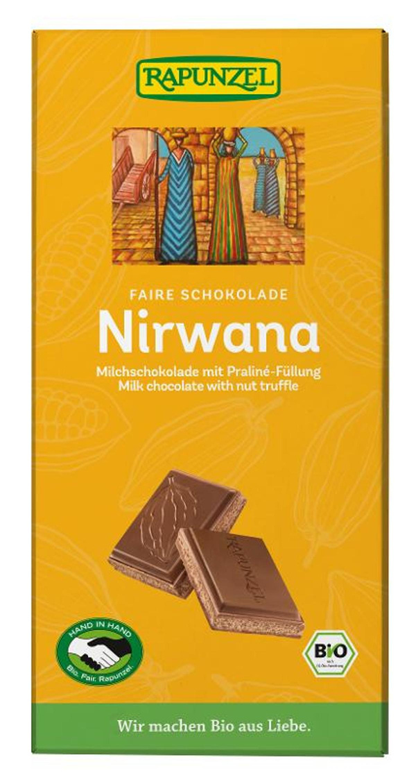 Produktfoto zu Nirwana Milchschokolade mit Praliné-Füllung 100g Rarunzel