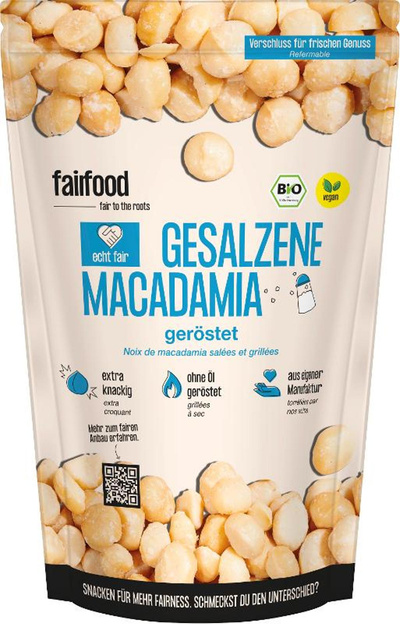 Produktfoto zu Macadamia geröstet & gesalzen 125g Fairfood