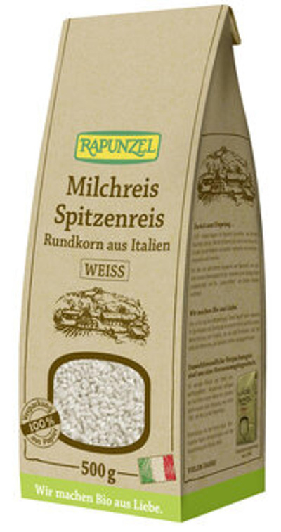 Produktfoto zu Milchreis Spitzenreis Rundkorn weiß 500g Rapunzel