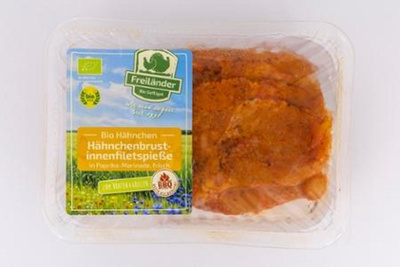 Produktfoto zu Hähnchen-Innenfiletspieße Paprika ca. 350g Freiländer Bio-Geflügel