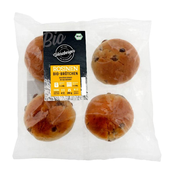 Produktfoto zu Rosinenbrötchen zum Aufbacken 4 Stück (280g) Herzberger