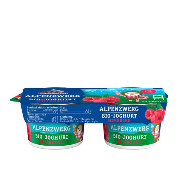 Produktfoto zu VPE Alpenzwerg Joghurt HImbeere 3,9% 10x(2x100g) Berchtesgadener Land