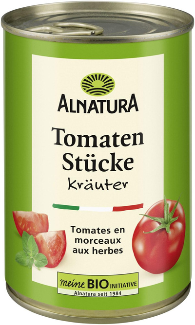 Produktfoto zu Tomatenstücke Kräuter 400g Alnatura