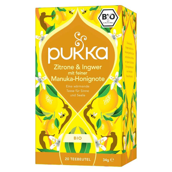 Produktfoto zu Kräutertee Zitrone, Ingwer & Manuka Honig 20x2g Pukka
