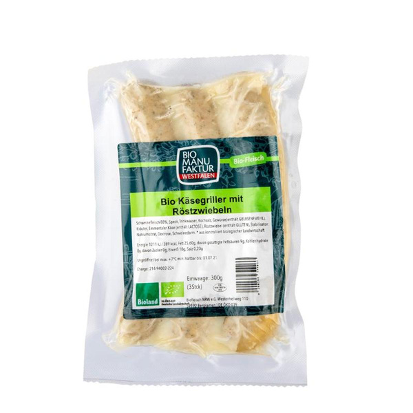 Produktfoto zu Käsegriller mit Röstzwiebeln 300g (3 Stück) Bio Fleisch NRW
