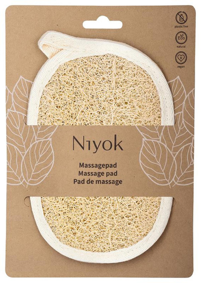 Produktfoto zu Massagepad oval aus Luffa & Baumwolle Niyok Natural Cosmetics