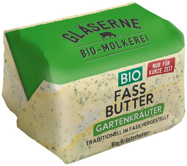 Produktfoto zu Fassbutter Gartenkräuter 250g Gläserne Molkerei