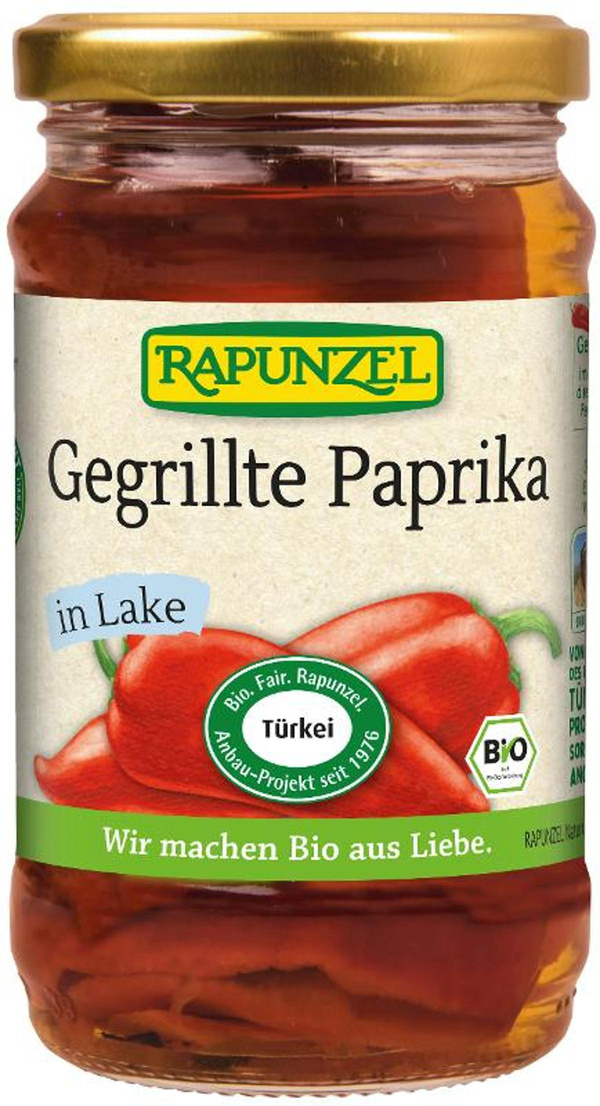 Produktfoto zu Paprika gegrillt rot in Lake 510g (200g Abtropfgewicht) Rapunzel