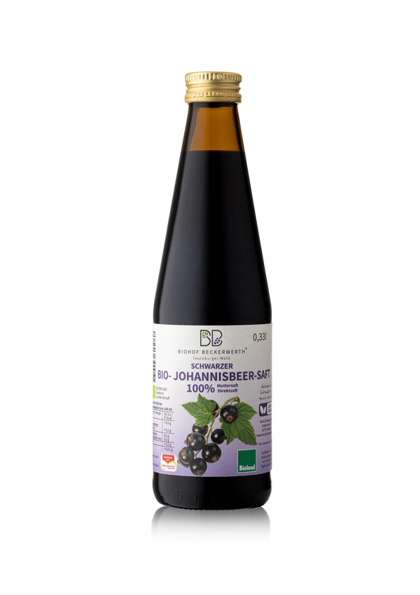 Produktfoto zu VPE Schwarze Johannisbeere Direktsaft 9x0,33l Biohof Beckerwerth