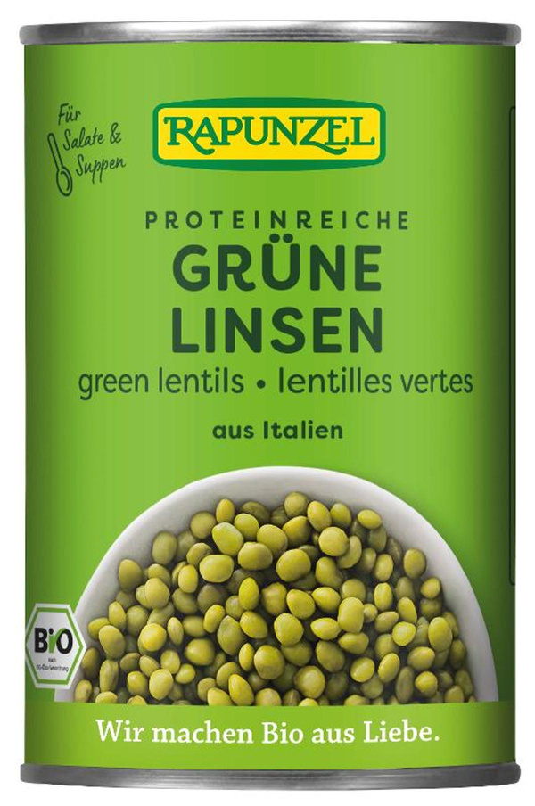 Produktfoto zu VPE Grüne Linsen in der Dose 6x400g Rapunzel