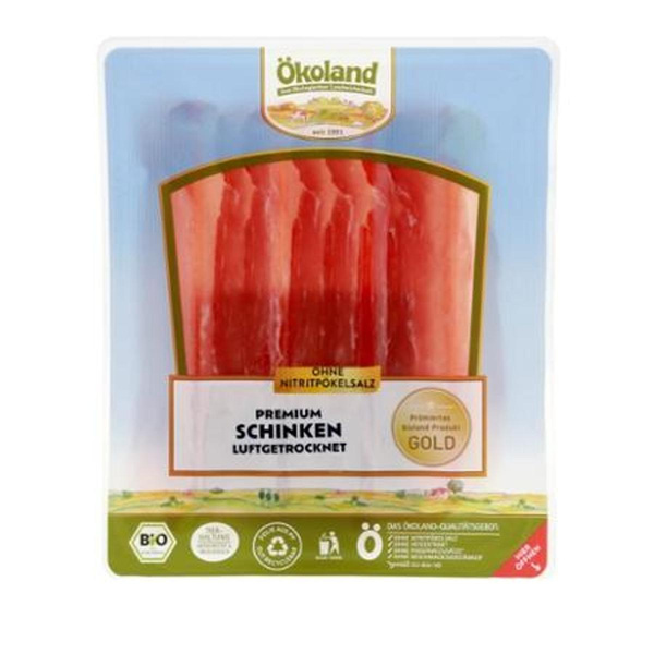Produktfoto zu Schinken luftgetrocknet geschnitten 80g Ökoland