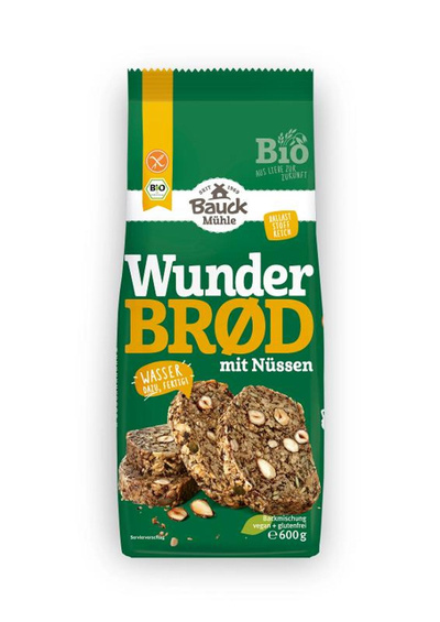 Produktfoto zu Wunderbrød mit Nüssen glutenfrei 600g Bauck Mühle