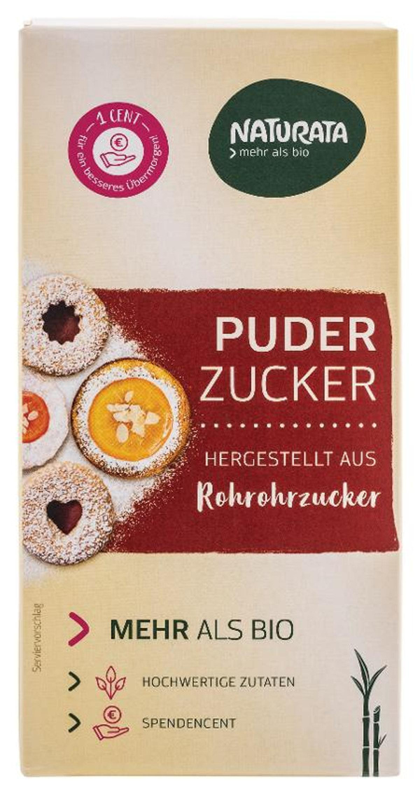 Produktfoto zu Puderzucker aus Roh-Rohrzucker 200g Naturata