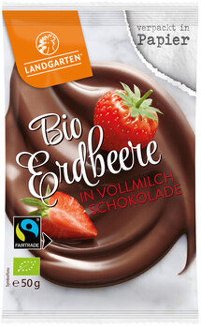 Produktfoto zu VPE Erdbeere in Vollmilch-Schokolade 10x50g Landgarten