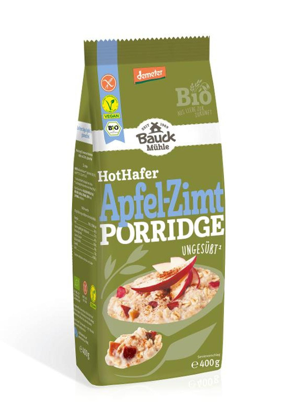 Produktfoto zu VPE Porridge Hot Hafer Apfel Zimt gf 6x400g Bauckhof