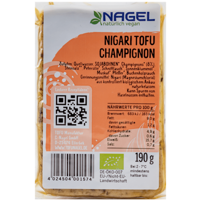 Produktfoto zu Nigari Tofu Champignon 190g Nagel Tofu