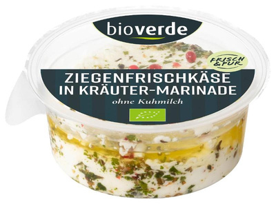 Produktfoto zu Ziegenfrischkäse in Kräuter-Marinade mit rosa Pfefferkörnern 50% 100g bio verde