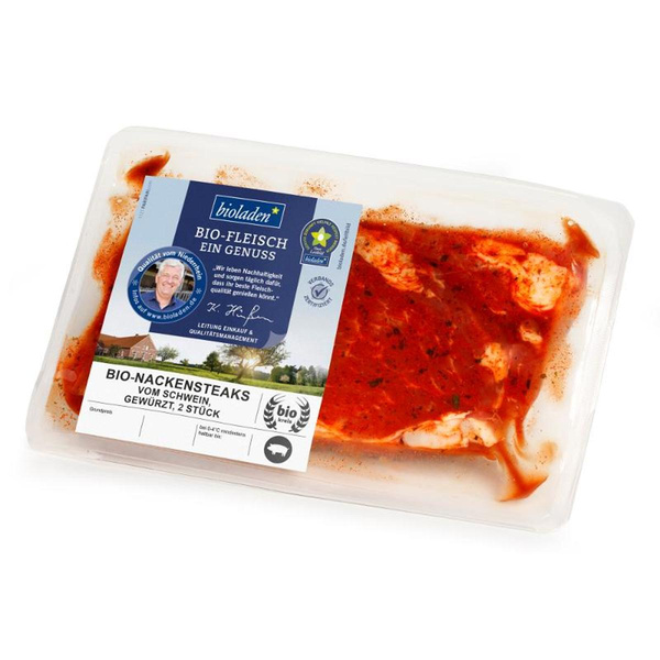 Produktfoto zu Nackensteak vom Schwein, gewürzt 300g (2 Stck.) bioladen