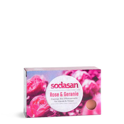 Produktfoto zu Seife Rose & Geranie 100g Stück Sodasan