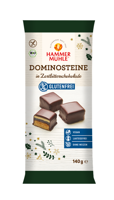 Produktfoto zu Dominosteine in Zartbitterschokolade glutenfrei 140g Hammermühle