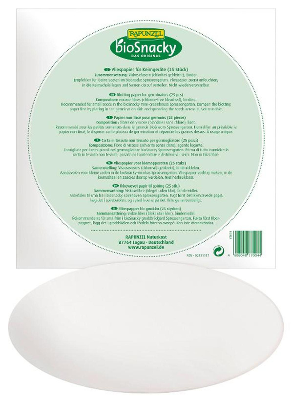 Produktfoto zu Vliespapier Sprossengarten 25 Blatt bioSnacky Rapunzel