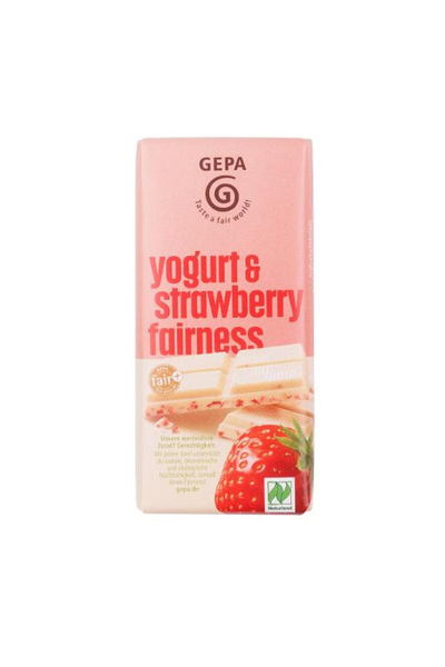 Produktfoto zu Weiße Joghurt Erdbeere Schokolade 40g GEPA