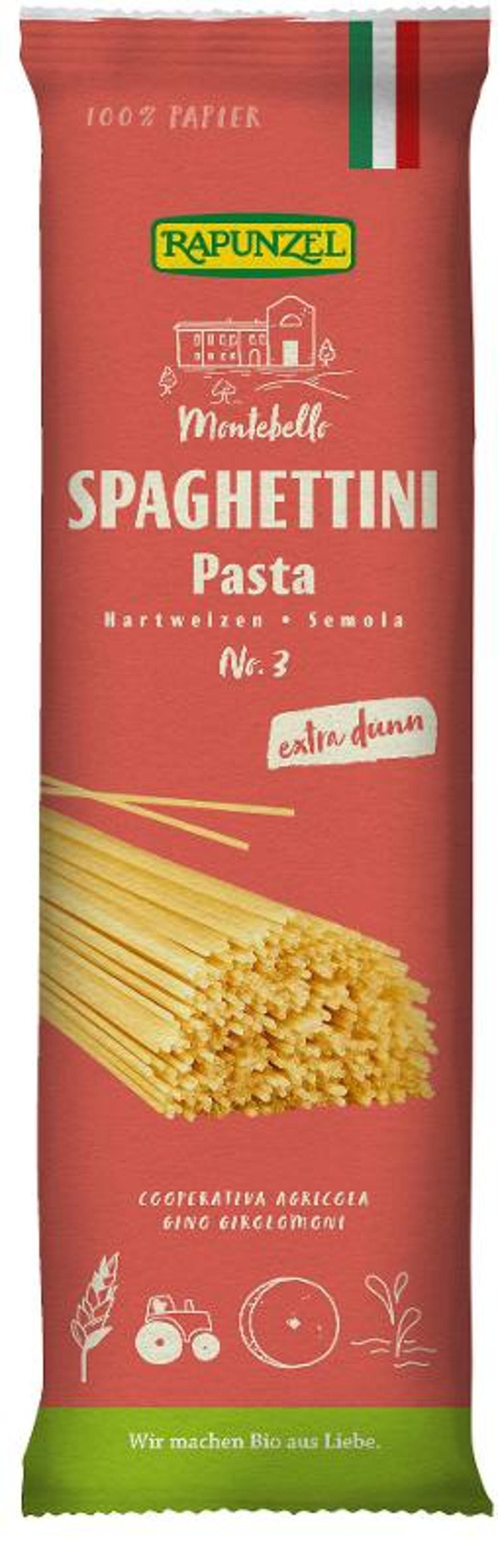 Produktfoto zu Spaghettini Semola, no.3 500g Rapunzel