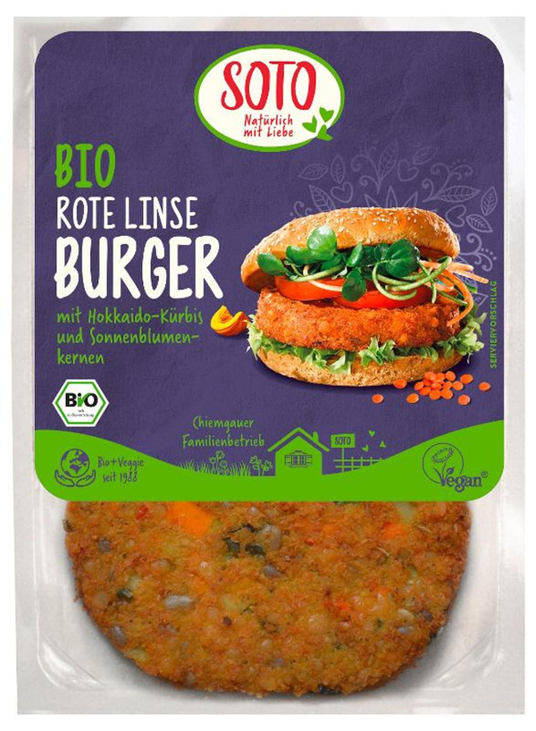 Produktfoto zu VPE Gemüse Burger "rote Linse" 8x160g Soto