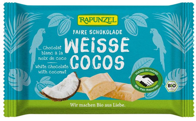 Produktfoto zu VPE Weiße Schokolade mit Kokosstückchen 12x100g Rapunzel