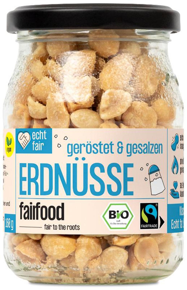 Produktfoto zu Erdnüsse geröstet & gesalzen im Pfandglas 160g Fairfood