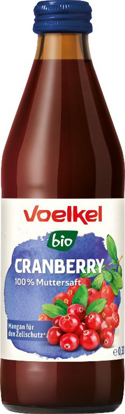 Produktfoto zu Cranberry pur 100% Muttersaft 0,33 l Voelkel