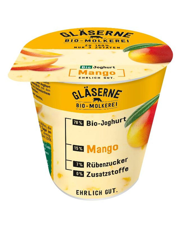 Produktfoto zu VPE Joghurt pur Mango 3,5% 8x150g Gläserne Molkerei