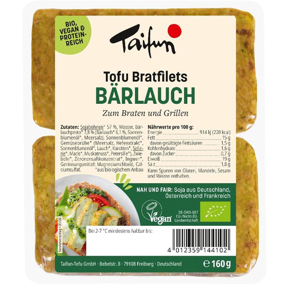 Produktfoto zu Tofu Bärlauch Bratfilets 160g Taifun