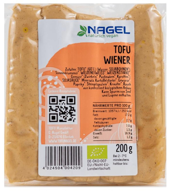 Produktfoto zu Tofu Wiener (5 Stück) 200g Nagel Tofu