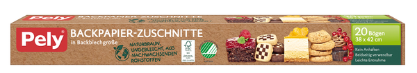 Produktfoto zu Backpapier Zuschnitte 20 Bögen Pely