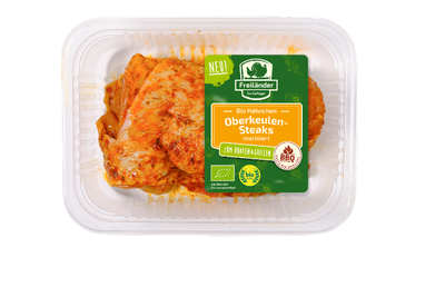 Produktfoto zu Hähnchenoberkeulensteaks Paprika 350g Freiländer Bio-Geflügel